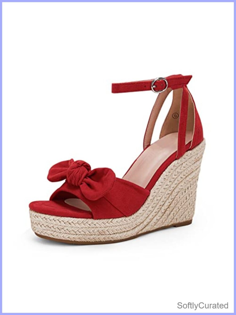 Wedge Platform Sandals Cute Bowknot Open Toe Espadrille Ankle Strap Summer Shoe